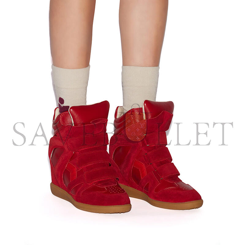 ISABEL MARANT BEKETT LEATHER WEDGE SNEAKERS BK0010FAC1E02S70RD